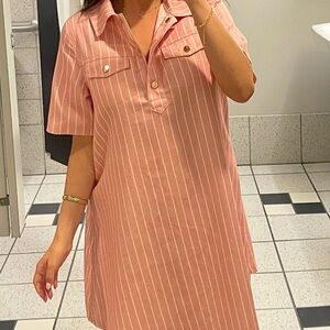Pink Striped Shirt Dress